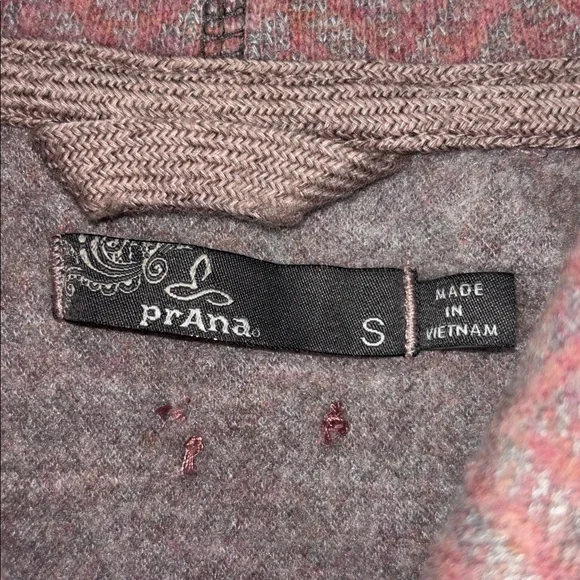 Prana wool blend jacket sweater button front chevron S - Picture 6 of 7